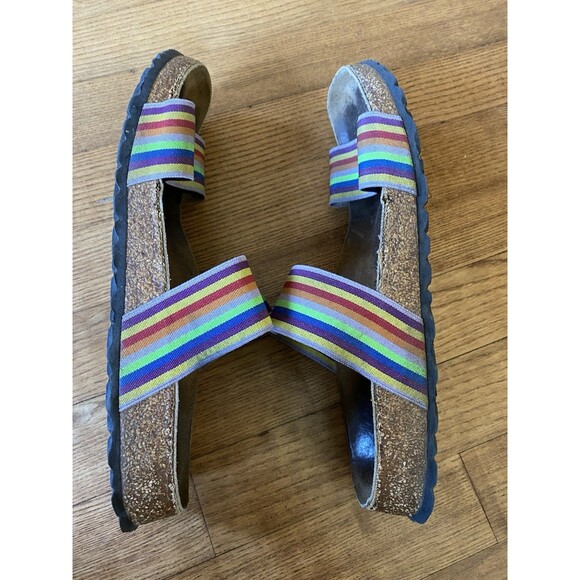 Birki’s X Birkenstock Curacao II Stretch Rainbow Sandal Size M 8 W 10 Slide Vaca - Picture 3 of 10